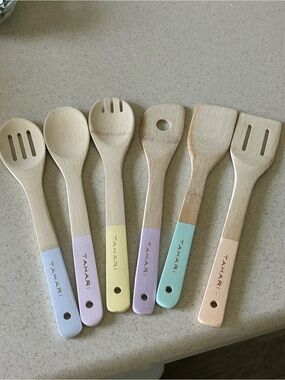 New Tahari Bamboo Utensil Set with Pastel Handles